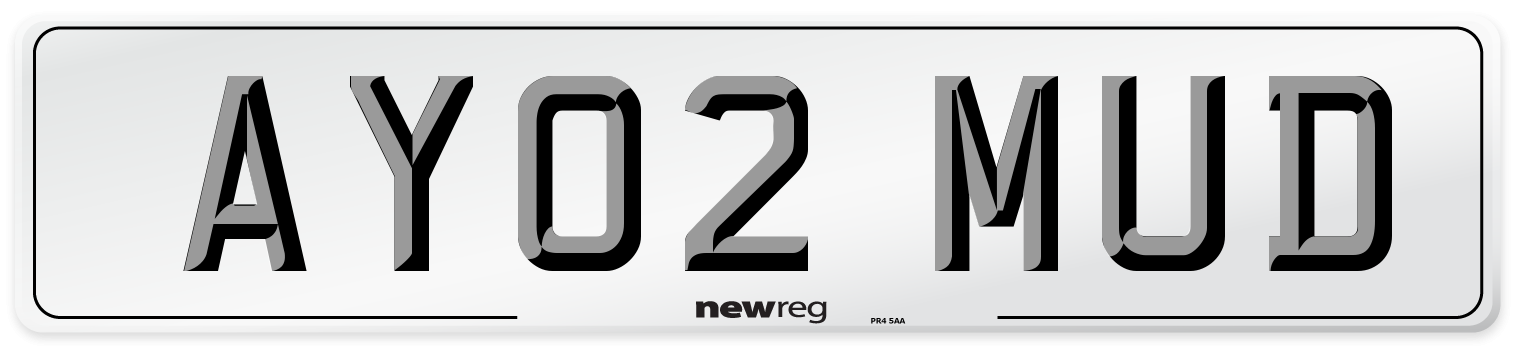 AY02 MUD Number Plate from New Reg
